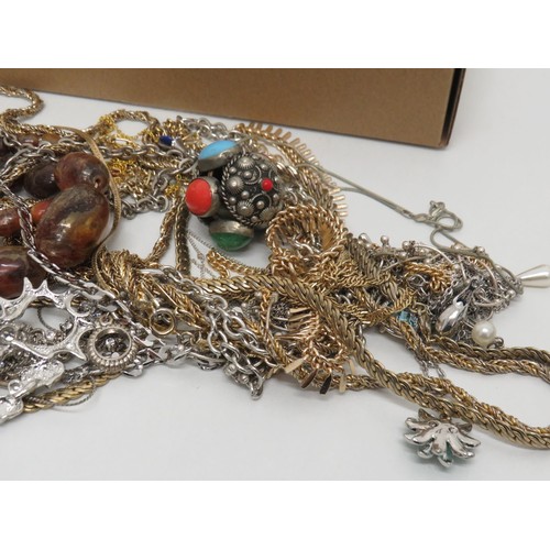 95 - Box full of vintage jewellery.