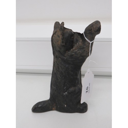 92 - Vintage cast iron Scottie dog door stop.