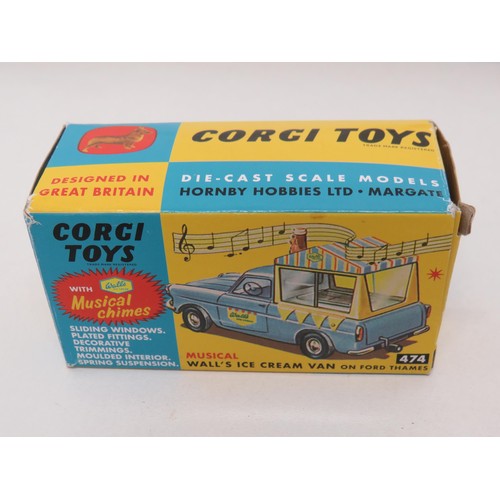 82 - Corgi Toys 474 Musical Wall's Ice Cream Van On Ford Thames in mint condition with original box.