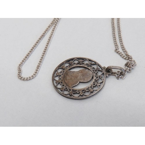 48 - Vintage silver jerusalem pendant on silver chain