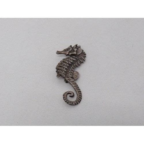 2 - Vintage silver marcasite seahorse brooch