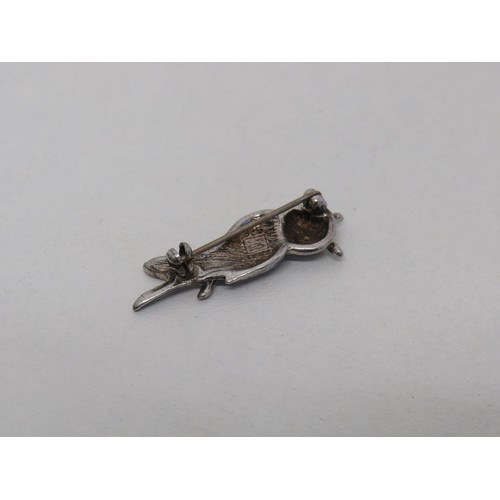 3 - Sterling silver enamel owl brooch by fish enamels