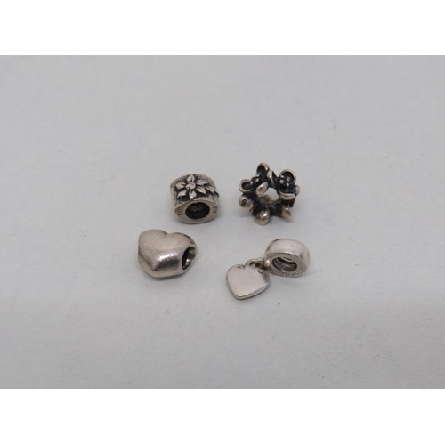 6 - Four sterling silver pandora charms