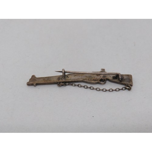 8 - Vintage sterling silver rifle brooch with strap