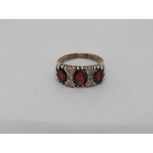 19 - Vintage silver garnet trilogy ring