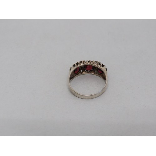 19 - Vintage silver garnet trilogy ring