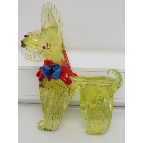 21 - Large vintage uranium glass/ Murano style dog figure