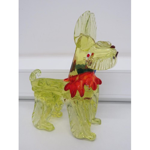 21 - Large vintage uranium glass/ Murano style dog figure