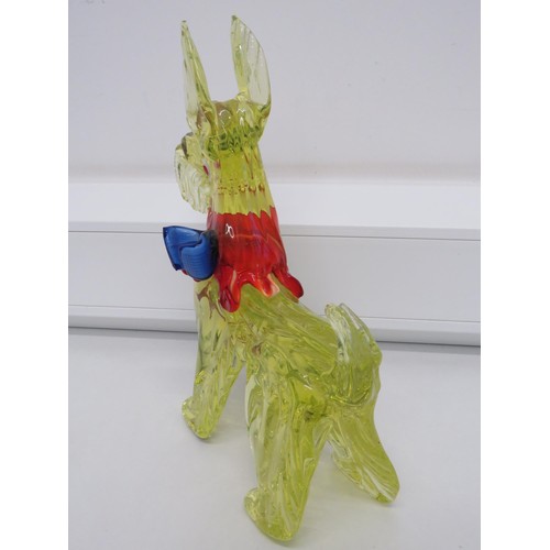 21 - Large vintage uranium glass/ Murano style dog figure