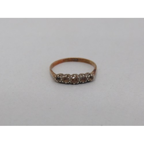 39 - 9ct Gold ring with five stone setting 1.6g