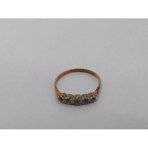 39 - 9ct Gold ring with five stone setting 1.6g