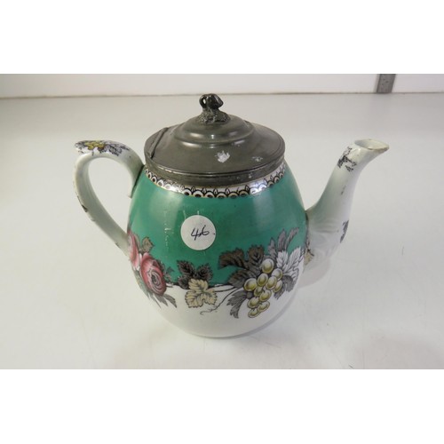 115 - Victorian pewter lidded teapot