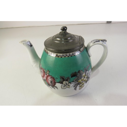 115 - Victorian pewter lidded teapot