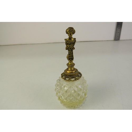 120 - Cut glass and plate perfume bottle