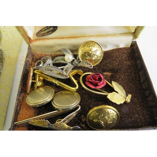 147 - Gold box full of vintage mixed jewellery