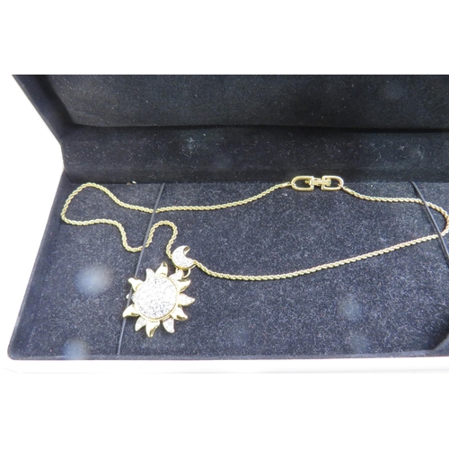 162 - Swarovski sun shape with rhinestone pendant necklace in presentation box