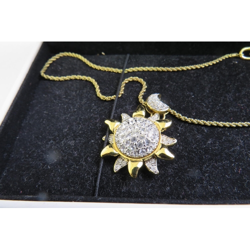 162 - Swarovski sun shape with rhinestone pendant necklace in presentation box