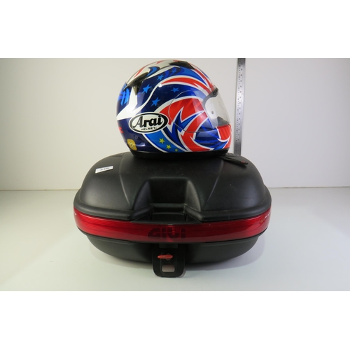 330 - Motorbike top box and helmet