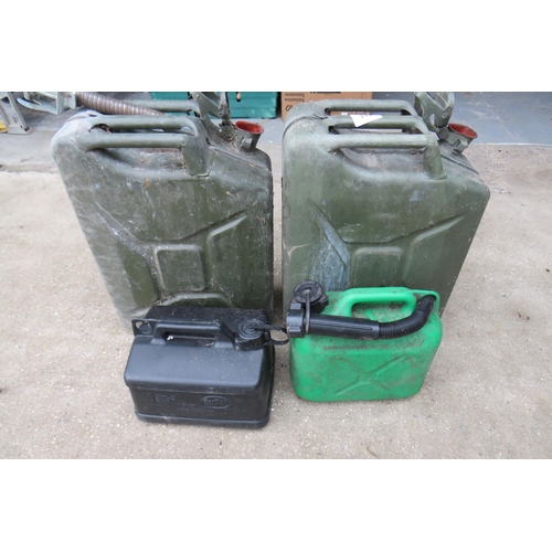 334 - Two jerry cans and two petrol/ diesel containers