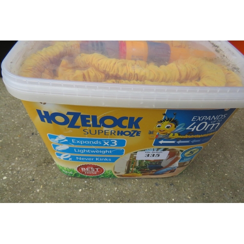 335 - Hozelock super hose- hose reel and two buckets