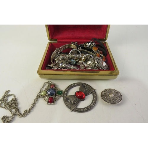 182 - Vintage jewellery box  full of vintage and celtic jewellery