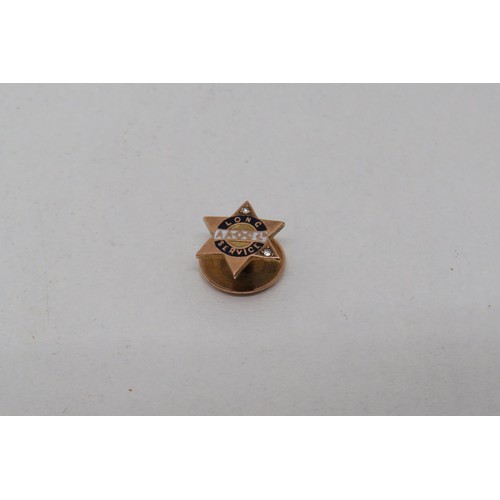 169 - Diamond AAOC long service badge, screwback marked 9ct gold in original box