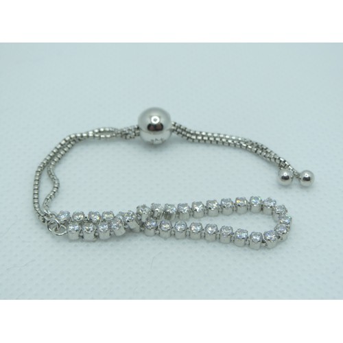 74 - Pandora Sparkling strand slider tennis bracelet.