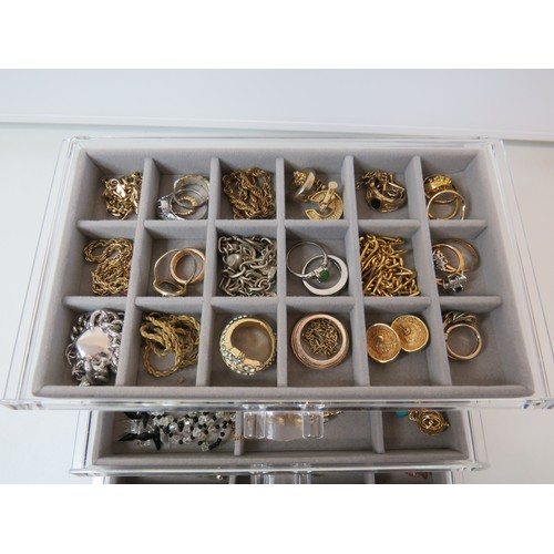 61 - Five drawer Jewellery storage cabinet full of jewellery.