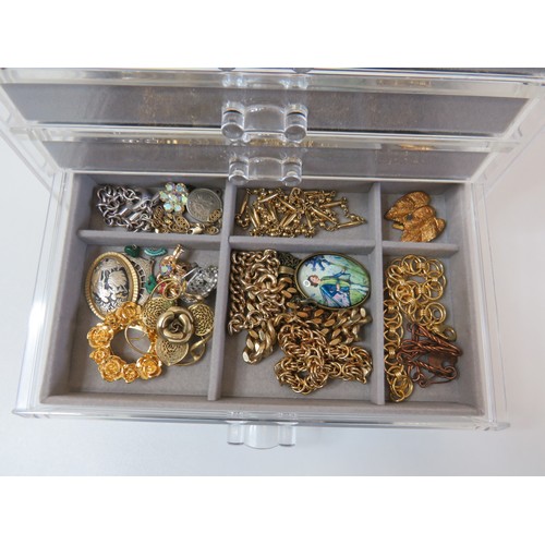 61 - Five drawer Jewellery storage cabinet full of jewellery.