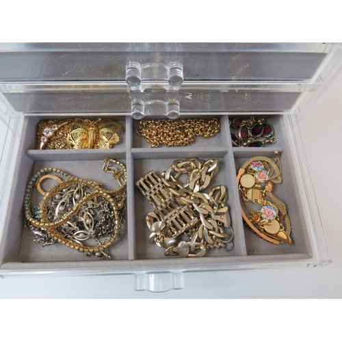 61 - Five drawer Jewellery storage cabinet full of jewellery.