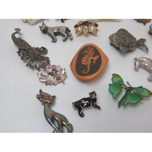 96 - Collection of brooches to include vintage.