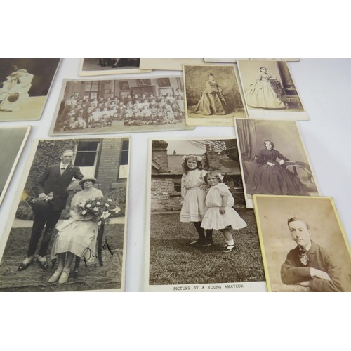 14 - Old vintage cabinet cards, postcards, CDV cards etc