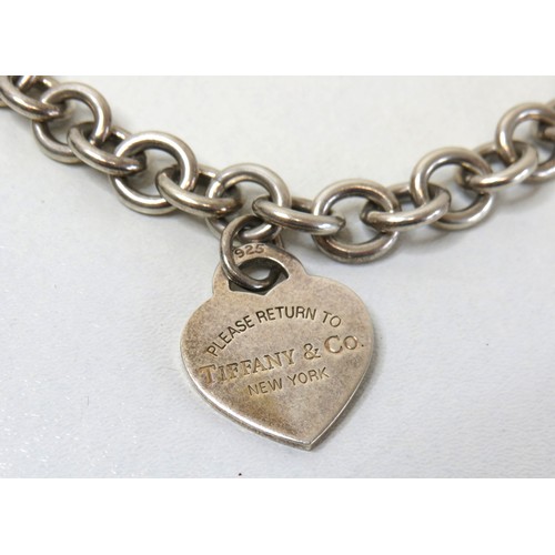 42 - Tiffany & Co 925 sterling silver heart tag pendant necklace, weight 67.8g.