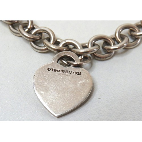 42 - Tiffany & Co 925 sterling silver heart tag pendant necklace, weight 67.8g.