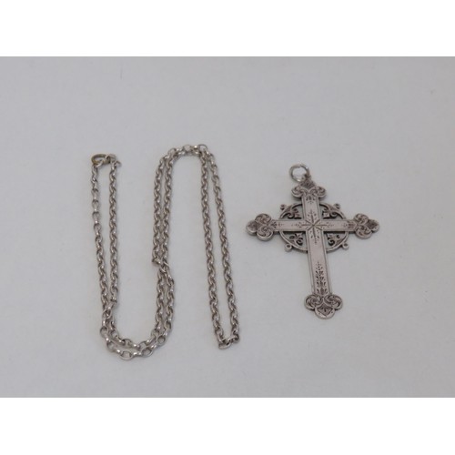 40 - Eastern europe priests silver cross and chain