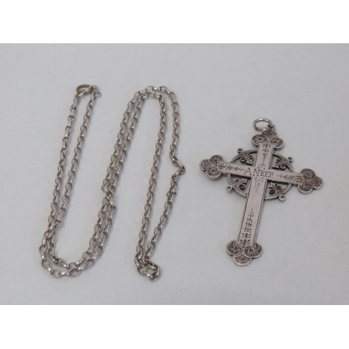 40 - Eastern europe priests silver cross and chain