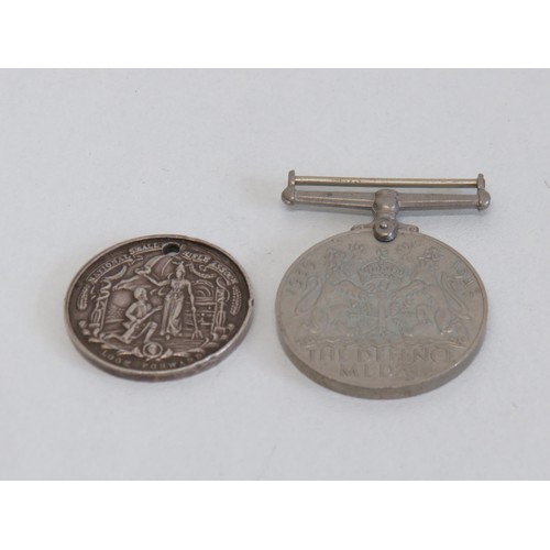 8 - Silver rifle medal with Birmingham hallmarks and WWII defence medal