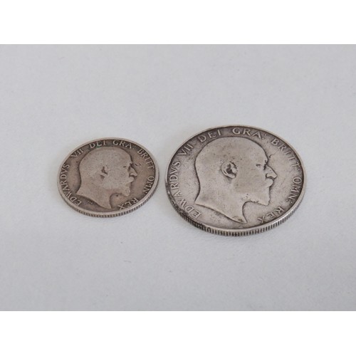 11 - 1909 Edward VII silver halfcrown and 1906 silver sixpence