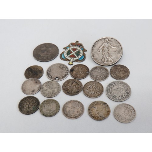 13 - Various scrap silver items including medal, coins etc- 40g