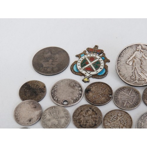 13 - Various scrap silver items including medal, coins etc- 40g