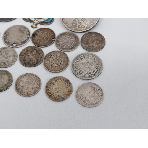 13 - Various scrap silver items including medal, coins etc- 40g