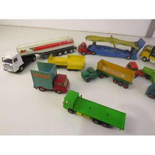 270 - Vintage playworn diecast trucks & transporters and Corgi Carrymore transporter.