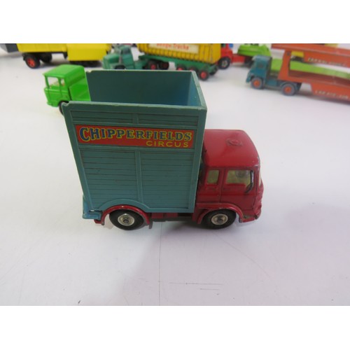 270 - Vintage playworn diecast trucks & transporters and Corgi Carrymore transporter.