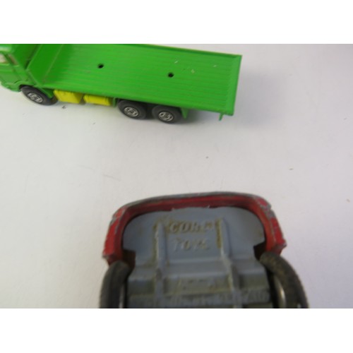 270 - Vintage playworn diecast trucks & transporters and Corgi Carrymore transporter.