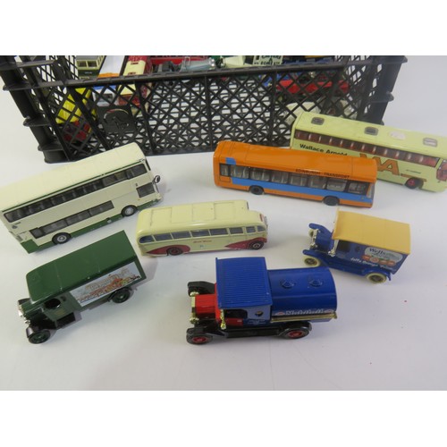 271 - Vintage playworn diecast buses and cars.