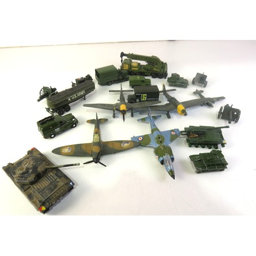 280 - Military diecast planes, tanks etc