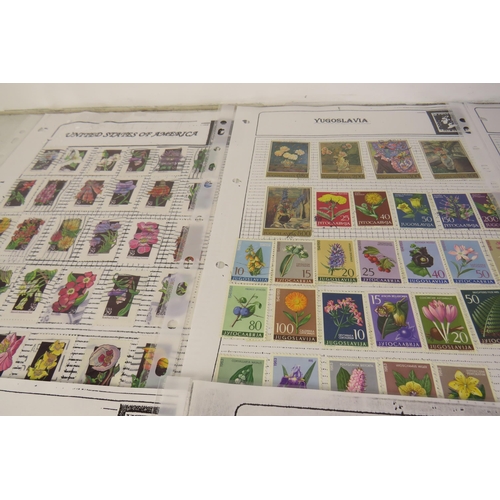 132 - One hundred sheets of world stamps flowers and animals