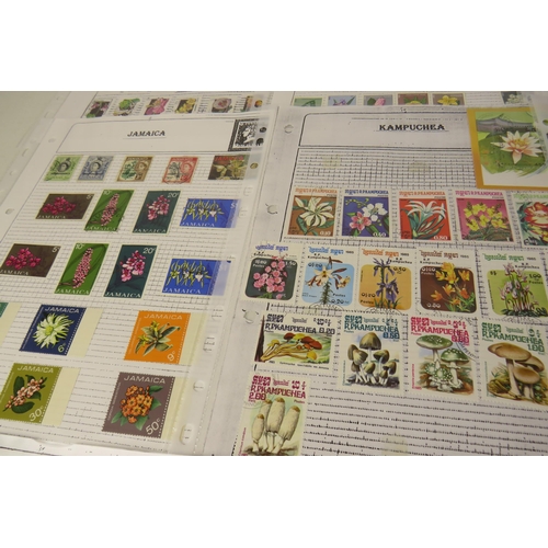 132 - One hundred sheets of world stamps flowers and animals