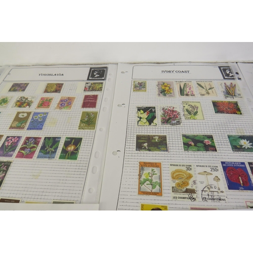 132 - One hundred sheets of world stamps flowers and animals