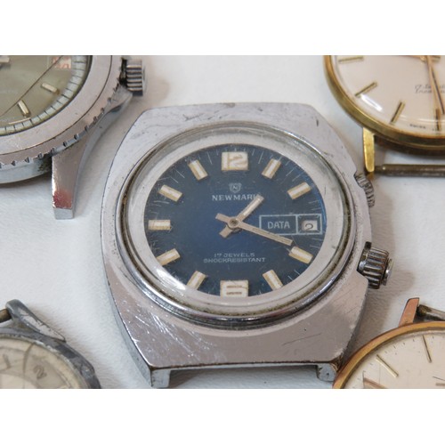 20 - Five Gents vintage watches (no straps) includes Military Trench watch, Rotary, Accurist etc.